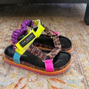 Kurt Geiger Leopard Print Sandals with Bright Accents